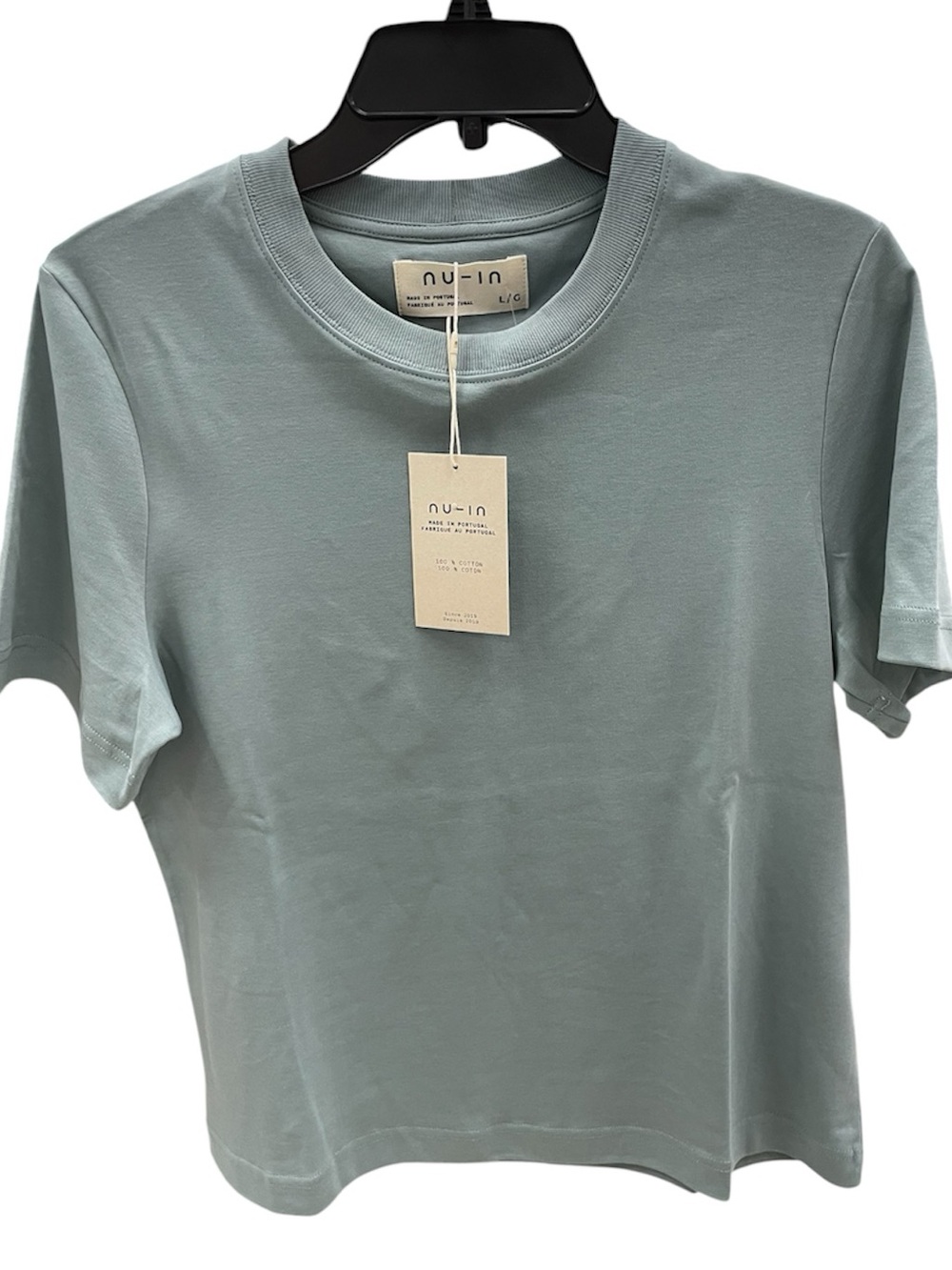 NU-IN White Crewneck Short Sleeve Tee Made in Portugal from 100% cotton.